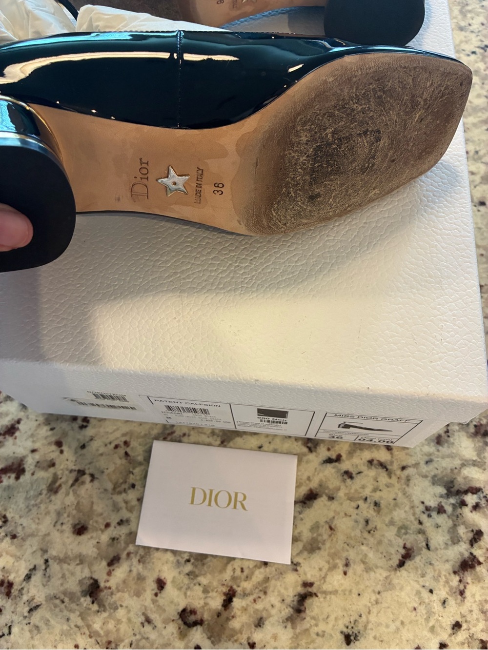 Miss Dior Graff Black Patent Pumps with Gold Miss Dior Plaque - Picture 7 of 11